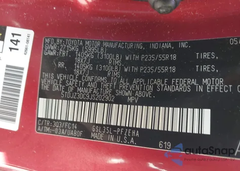 2018 Toyota Sienna Le 7 Passenger from USA, damaged, VIN 5TDJZ3DC9JS202902